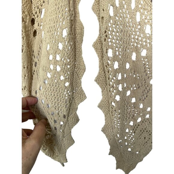 Kensie Women's Size L Beige Open-Knit Cardigan Sweater Open Front Short Sleeves - Picture 6 of 11